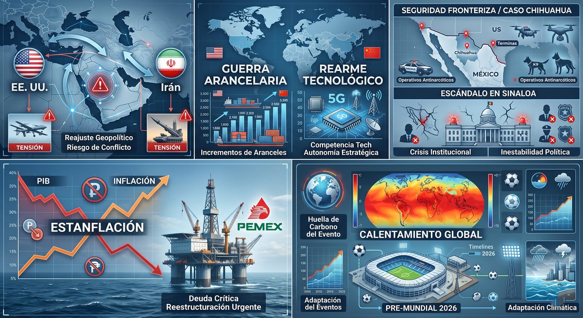 Los cinco factores de relevancia mundial para México — infografía de la columna de Juan José Montes Noriega