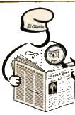 Logo de El Glotón Metiche: un personaje leyendo el periódico con lupa
