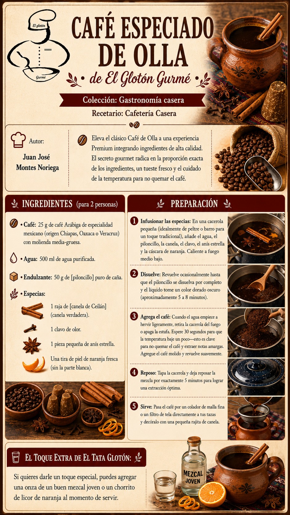 Receta completa: Café de Olla Especiado — El Glotón Gurmé, cafetería casera