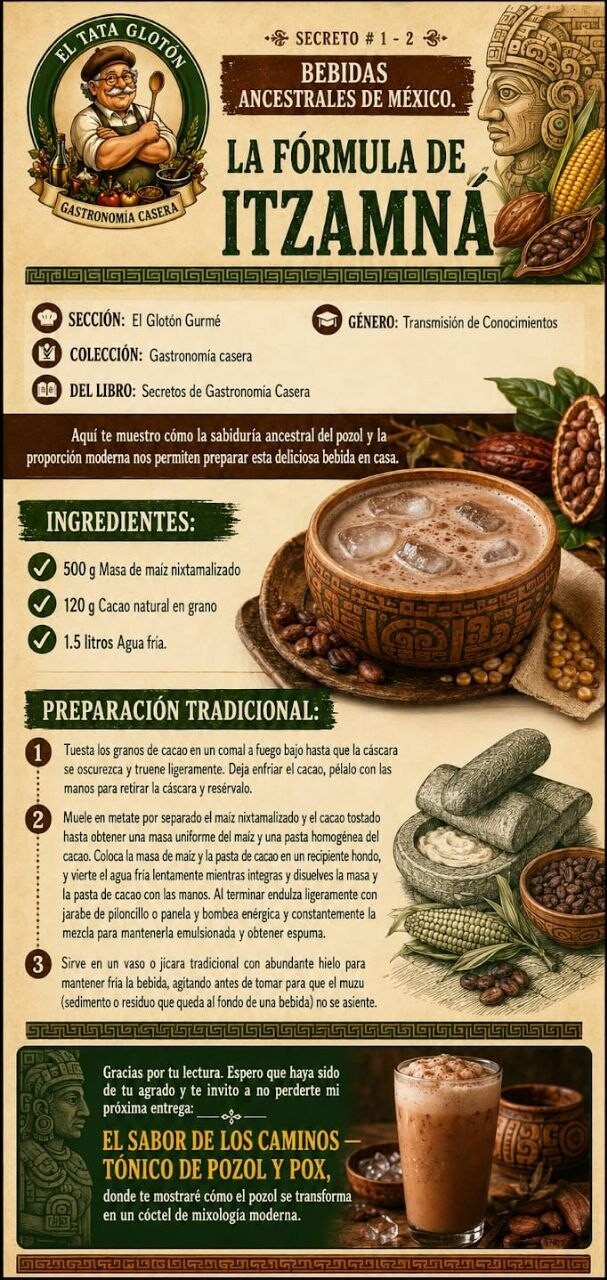 La fórmula de Itzamná: infografía con la receta de la bebida ancestral de maíz y cacao