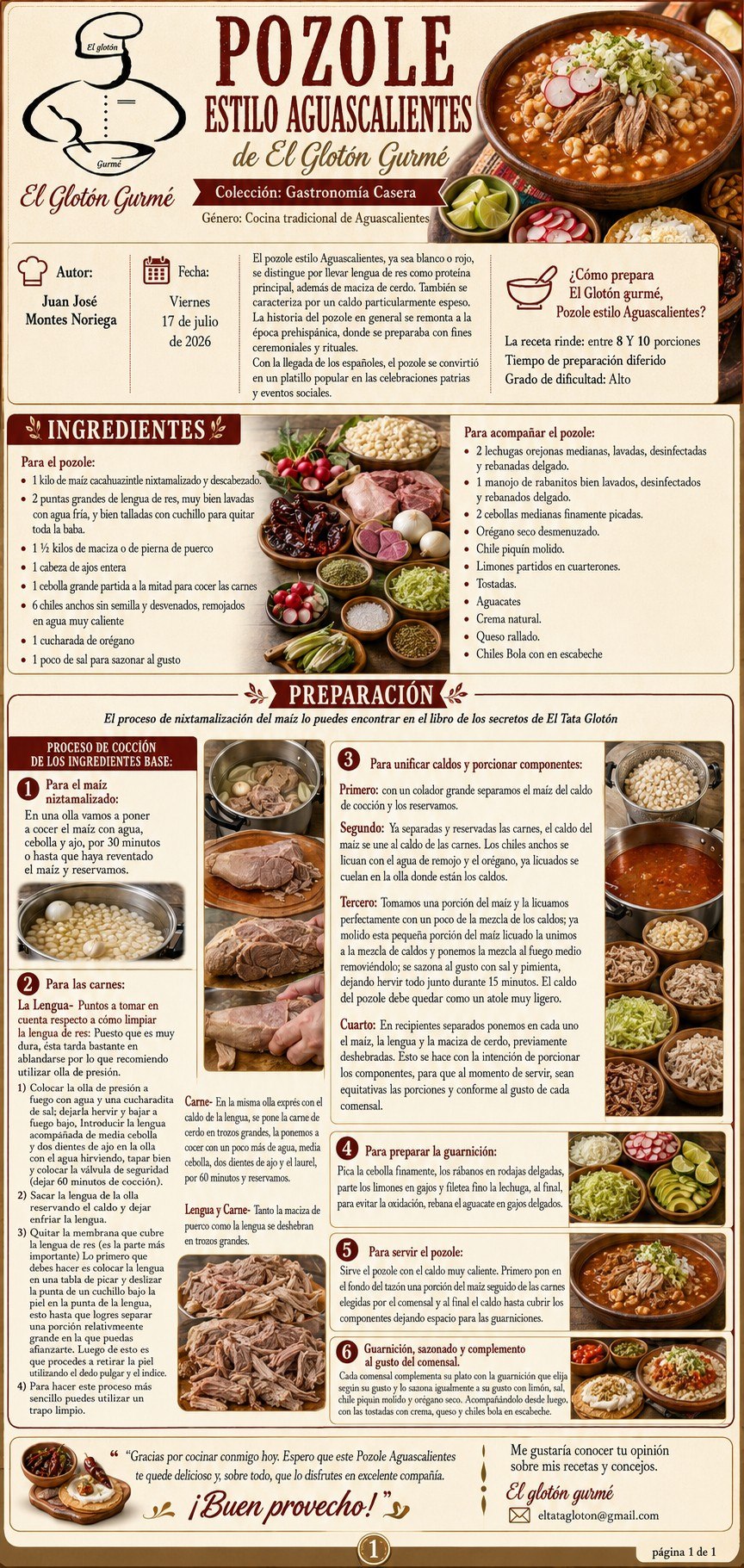Receta completa: Pozole Estilo Aguascalientes — El Glotón Gurmé, gastronomía casera